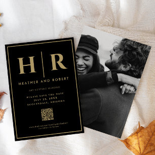 Einfache QR-Code für das Hochzeitsmongramm Black G Save The Date