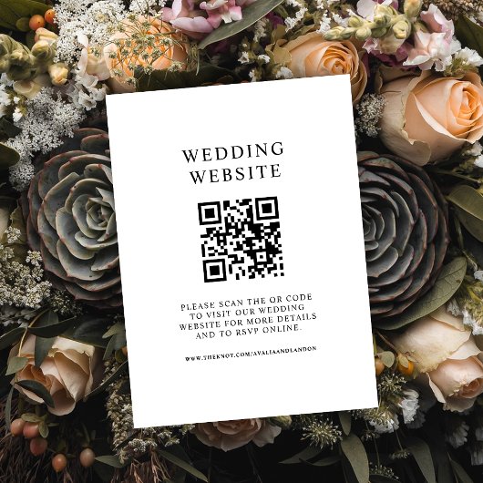 Einfache QR-Code für Schwarz-Weiß-Hochzeiten Begleitkarte