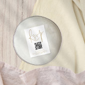 Einfache QR Code Gold Script Hochzeit RSVP Karte