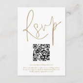 Einfache QR Code Gold Script Hochzeit RSVP Karte (Vorderseite)
