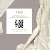 Einfache QR Code Gold White Wedding RSVP Begleitkarte