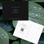 Einfache QR Code Hochzeit B/W Save the Date Postkarte