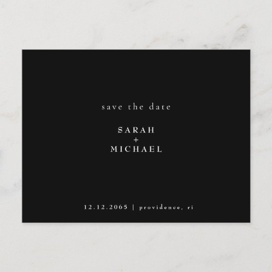Einfache QR Code Hochzeit B/W Save the Date Postkarte (Vorderseite)