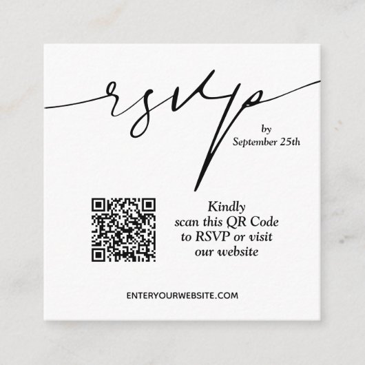 Einfache QR Code Hochzeit Begleitkarte (Vorderseite)