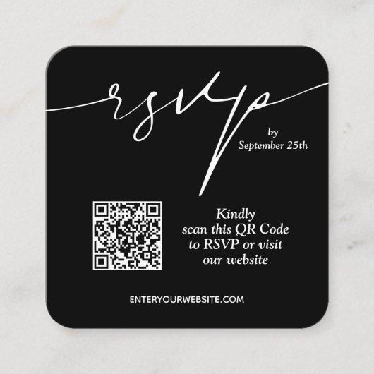 Einfache QR Code Hochzeit Begleitkarte (Vorderseite)