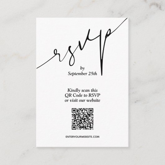 Einfache QR Code Hochzeit Begleitkarte (Vorderseite)