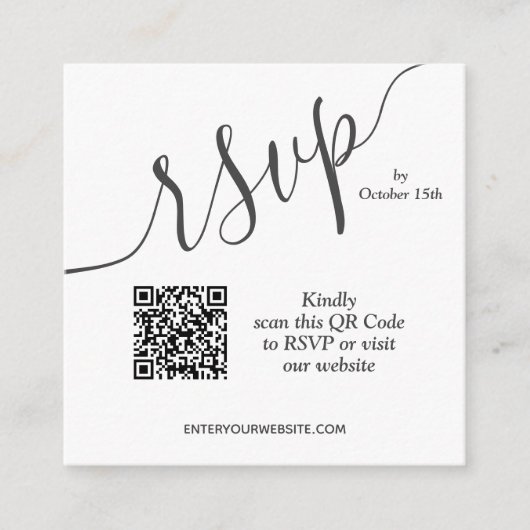 Einfache QR Code Hochzeit Begleitkarte (Vorderseite)