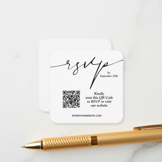 Einfache QR Code Hochzeit Begleitkarte (Vorderseite/Rückseite Beispiel)