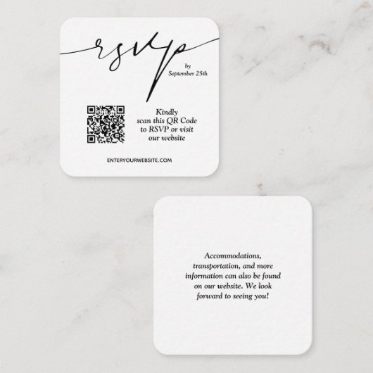 Einfache QR Code Hochzeit Begleitkarte (Vorne/Hinten)