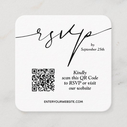 Einfache QR Code Hochzeit Begleitkarte (Vorderseite)