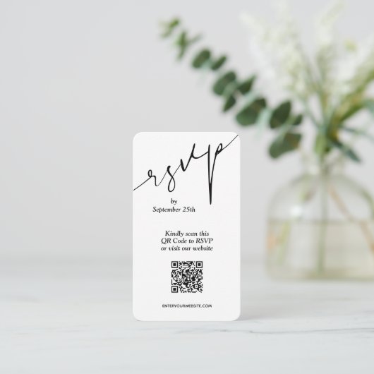 Einfache QR Code Hochzeit Begleitkarte (Stehend Vorderseite)