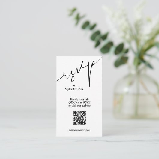Einfache QR Code Hochzeit Begleitkarte (Stehend Vorderseite)