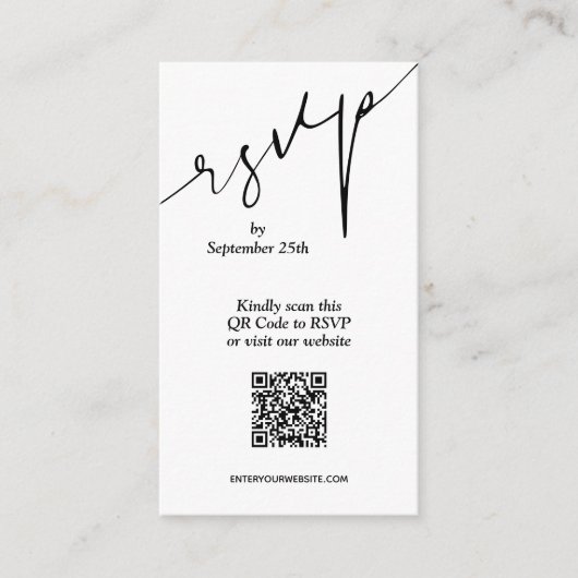 Einfache QR Code Hochzeit Begleitkarte (Vorderseite)