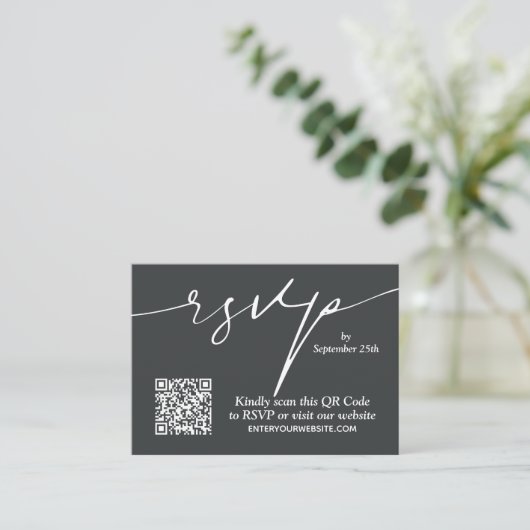 Einfache QR Code Hochzeit Begleitkarte (Stehend Vorderseite)