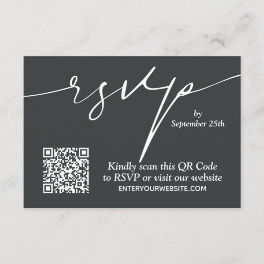 Einfache QR Code Hochzeit Begleitkarte (Vorderseite)