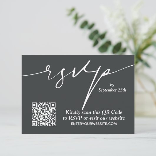 Einfache QR Code Hochzeit Begleitkarte (Stehend Vorderseite)