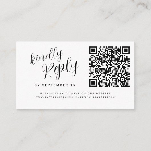 Einfache QR-Code Hochzeitswebsite online UAWG Begleitkarte (Vorderseite)