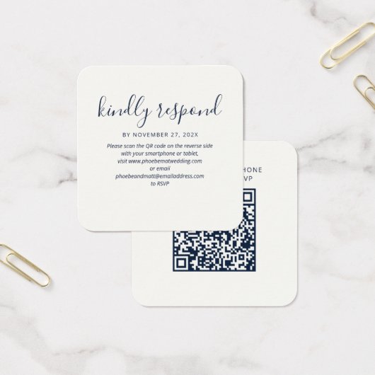 Einfache QR-Code-Hochzeitswebsite-RSVP-Beilagekart (Büro)