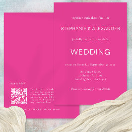 Einfache QR Code Hot Pink Wedding Einladung