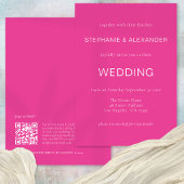 Einfache QR Code Hot Pink Wedding Einladung