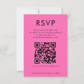 Einfache QR Code Hot Pink Wedding RSVP Karte (Vorderseite)