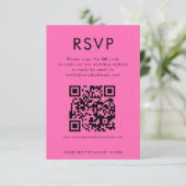 Einfache QR Code Hot Pink Wedding RSVP Karte (Stehend Vorderseite)