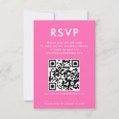 Einfache QR Code Hot Pink White Wedding RSVP Karte (Vorderseite)