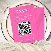 Einfache QR Code Hot Pink White Wedding RSVP Karte