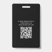 Einfache QR-Code-ID für Freiwillige Black Event Ausweis (Rückseite)