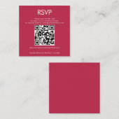 Einfache QR Code Magenta Wedding RSVP Begleitkarte (Vorne/Hinten)