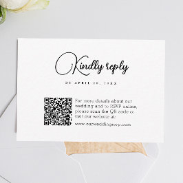 Einfache QR Code Moderne Hochzeit RSVP Karte