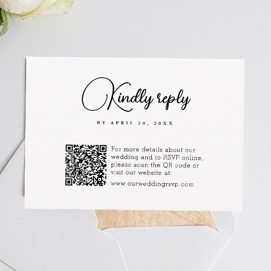 Einfache QR Code Moderne Hochzeit RSVP Karte