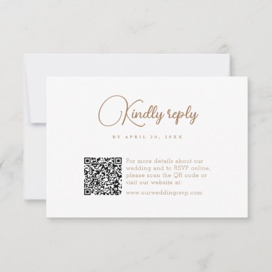 Einfache QR Code Moderne Hochzeit RSVP Karte (Vorderseite)