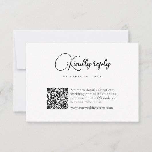 Einfache QR Code Moderne Hochzeit RSVP Karte (Vorderseite)