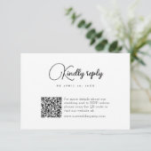 Einfache QR Code Moderne Hochzeit RSVP Karte (Stehend Vorderseite)