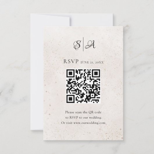 Einfache QR-Code-Monogramm-Hochzeit RSVP Karte (Vorderseite)