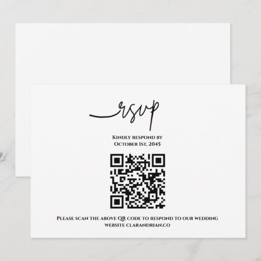 Einfache QR-Code-RSVP-Karte Einladung (Vorne/Hinten)