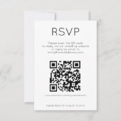 Einfache QR Code Schwarz-weiße Hochzeitkarte RSVP Einladung (Vorderseite)