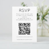 Einfache QR-Code Schwarz-weiße Hochzeitserie RSVP- Begleitkarte (Stehend Vorderseite)