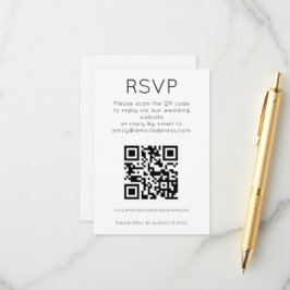 Einfache QR-Code Schwarz-weiße Hochzeitserie RSVP- Begleitkarte