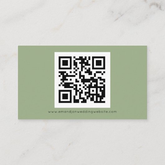 Einfache QR Code Seite Grüne Hochzeitsseite Begleitkarte (Rückseite)