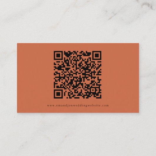Einfache QR Code Terracotta Wedding RSVP Begleitkarte (Rückseite)