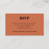 Einfache QR Code Terracotta Wedding RSVP Begleitkarte (Vorderseite)