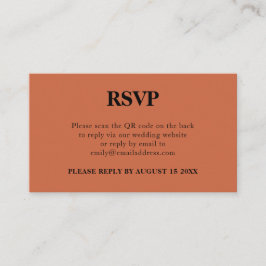 Einfache QR Code Terracotta Wedding RSVP Begleitkarte