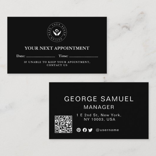 Einfache QR-Code und Logo-Bestellkarte Terminkarte (Vorne/Hinten)