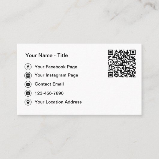 Einfache QR-Code- und Social-Media-Kontaktkarten Visitenkarte (Vorderseite)