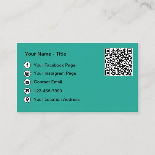 Einfache QR-Code- und Social-Media-Kontaktkarten Visitenkarte (Vorderseite)