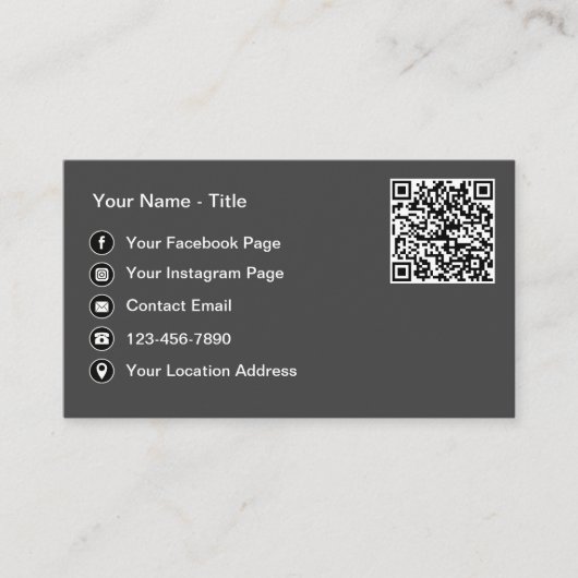 Einfache QR-Code- und Social-Media-Kontaktkarten Visitenkarte (Vorderseite)