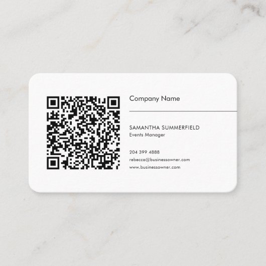 Einfache QR-Codes und Firmenlogo Visitenkarte (Vorderseite)