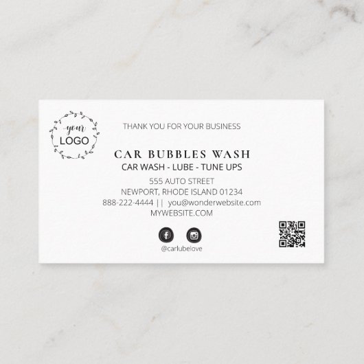 *~* Einfache QR Dankeschön Belohnungen Kfz-Wash-LO Treuekarte (Rückseite)